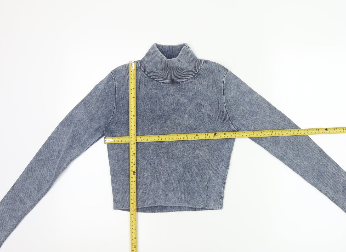 Zara Women’s Blue Roll Neck Slim Fit Knit Pullover Jumper Size M