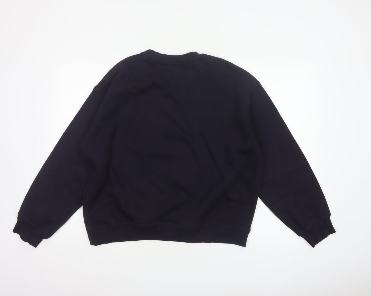 H&M Women’s Blue M Paris Gold Button Pullover Sweatshirt
