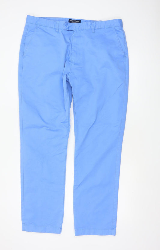 Joseph Turner Men Blue 38R Cotton Chino Straight Trousers