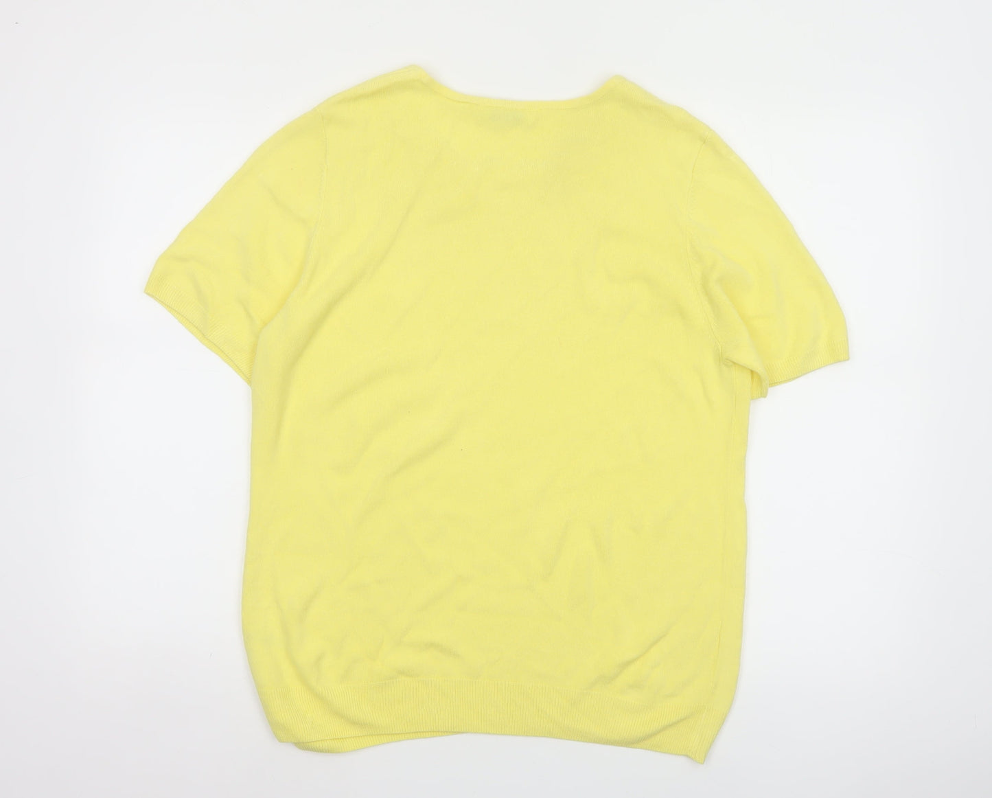BHS Women Yellow Size 18 Short Sleeve Scoop Neck Knit Pullover Jumper