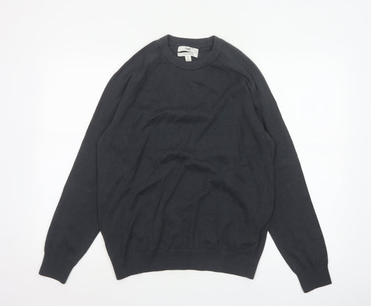 Marks and Spencer Men Black M Pure Cotton Crew Neck Pullover Jumper