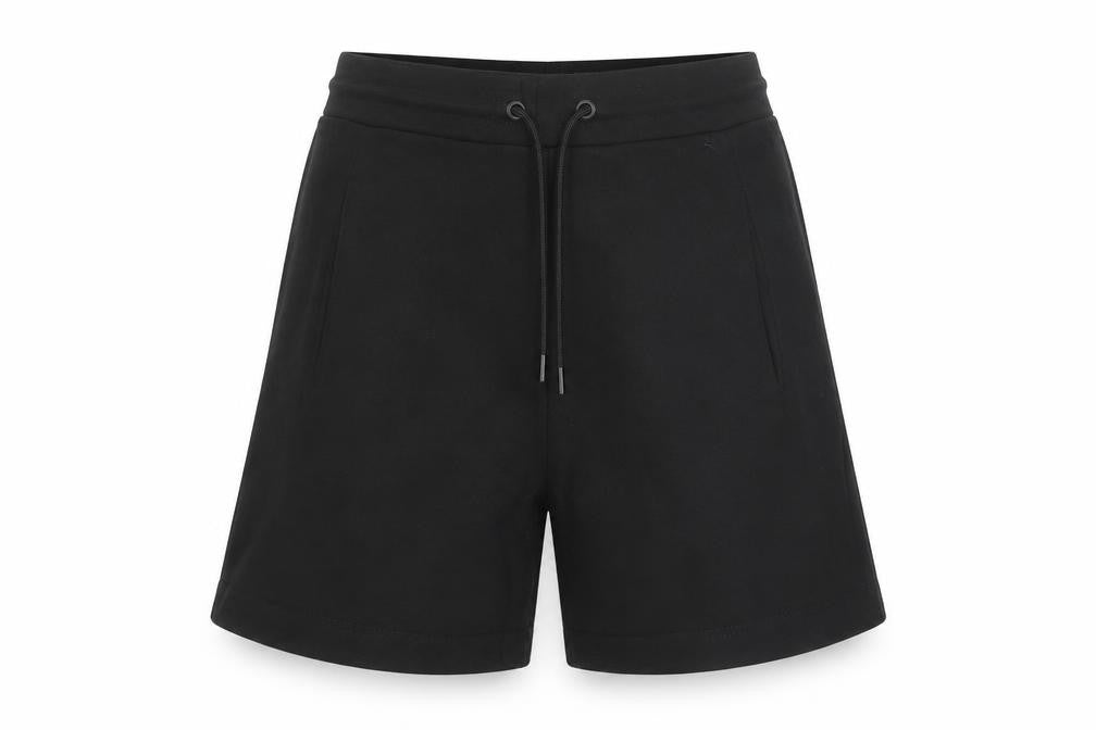 Zara Women Black S Bermuda Drawstring Jersey Shorts Pockets
