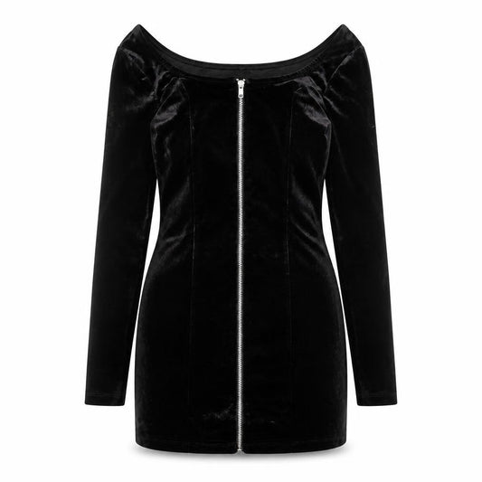 Divided by H&M Women’s Black UK 6 Bodycon Mini Velvet Zip Dress