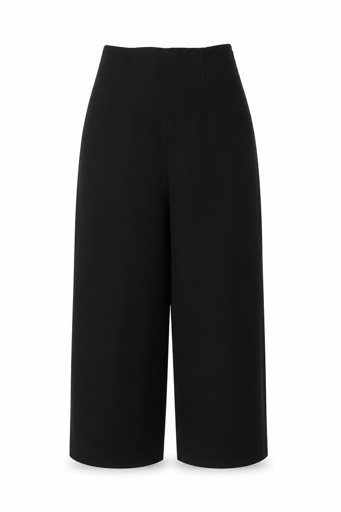 Zara Women Black XL High Rise Wide-Leg Trousers Smart Workwear