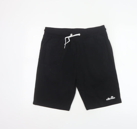 Ellesse Men’s Black S Sweat Shorts Drawstring Logo Pockets