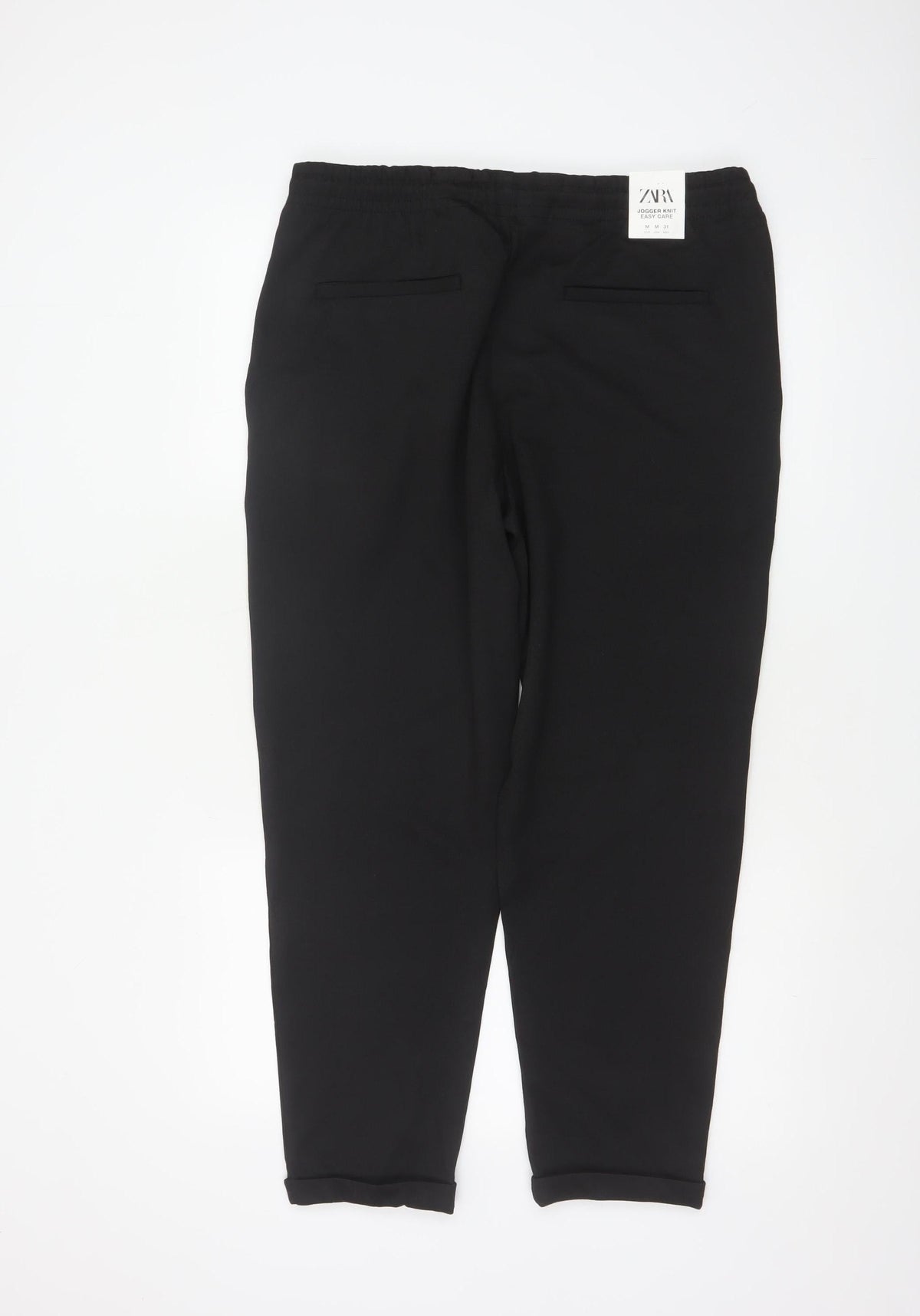 Zara Men’s Black M 31 Jogger Knit Tapered Drawstring Trousers
