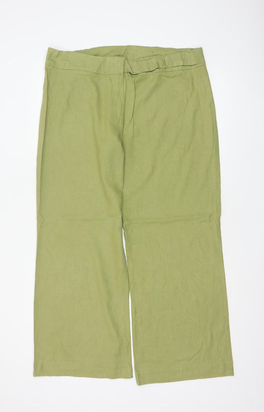 Felisa Collection Women’s Green Linen Blend Straight Dress Trousers Size 18