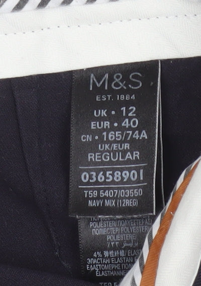 Marks and Spencer Women’s Navy Blue UK 12 Straight Work Trousers