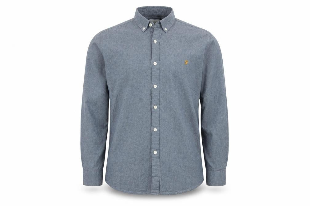 Farah Men’s Blue M Cotton Button-Down Long Sleeve Casual Shirt