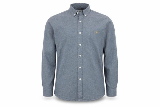 Farah Men’s Blue M Cotton Button-Down Long Sleeve Casual Shirt