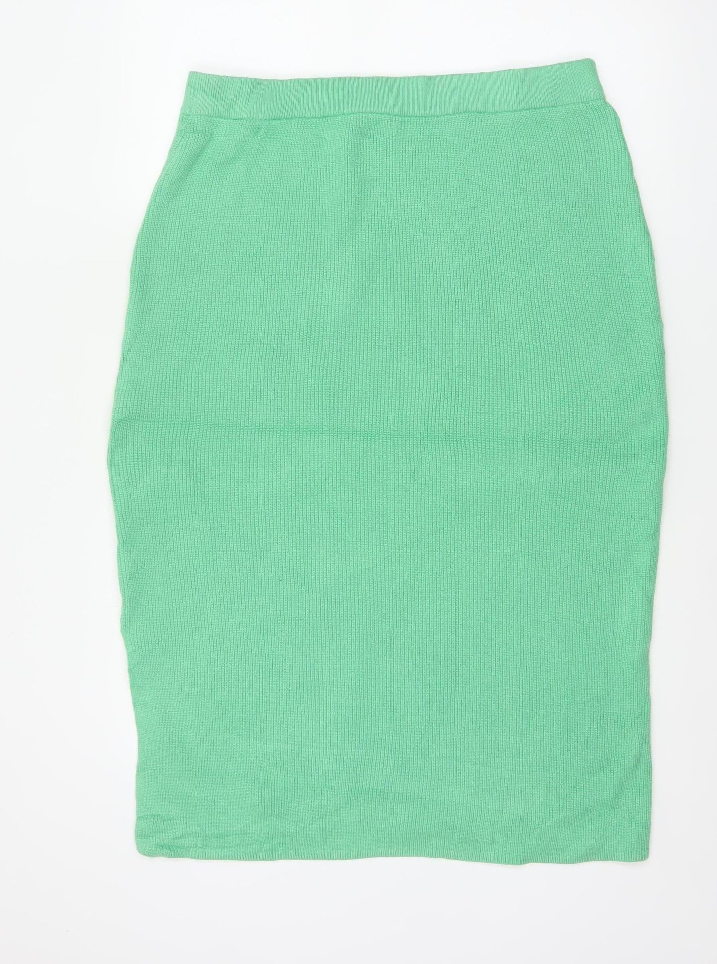 Marks and Spencer Women Green L Ribbed Knit Pencil Midi Skirt