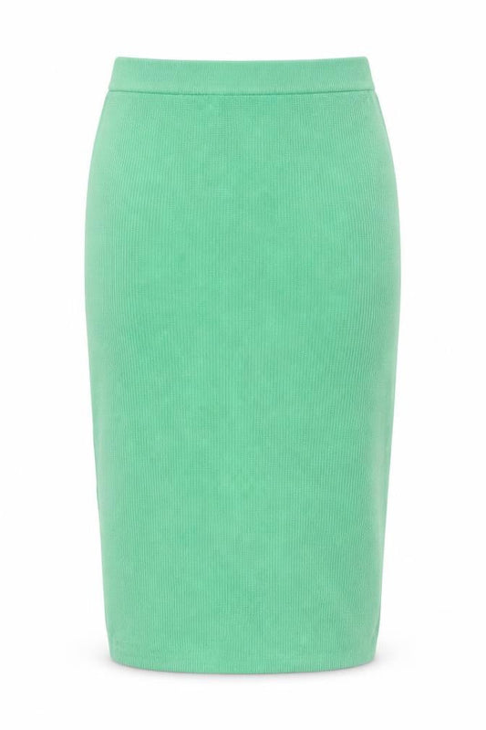 Marks & Spencer Women Green L Ribbed Knit Pencil Midi Skirt