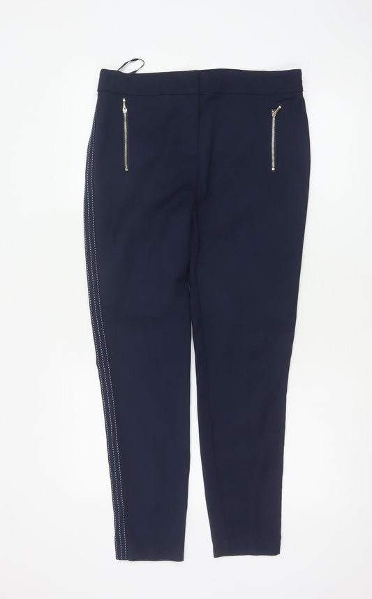 Next Women’s Blue UK 10 Regular Tapered Trousers Zip Pockets