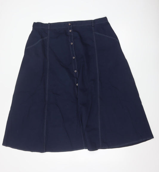 Country Collection Women’s Navy UK 20 Long A-Line Cotton Button Skirt