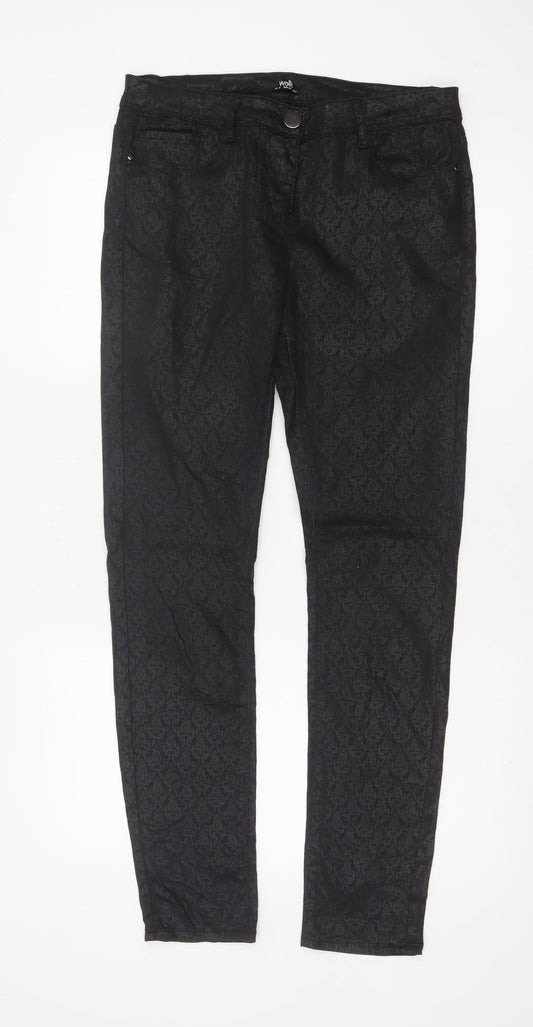 Wallis Women’s Black Floral Jacquard Skinny Jeggings UK 12