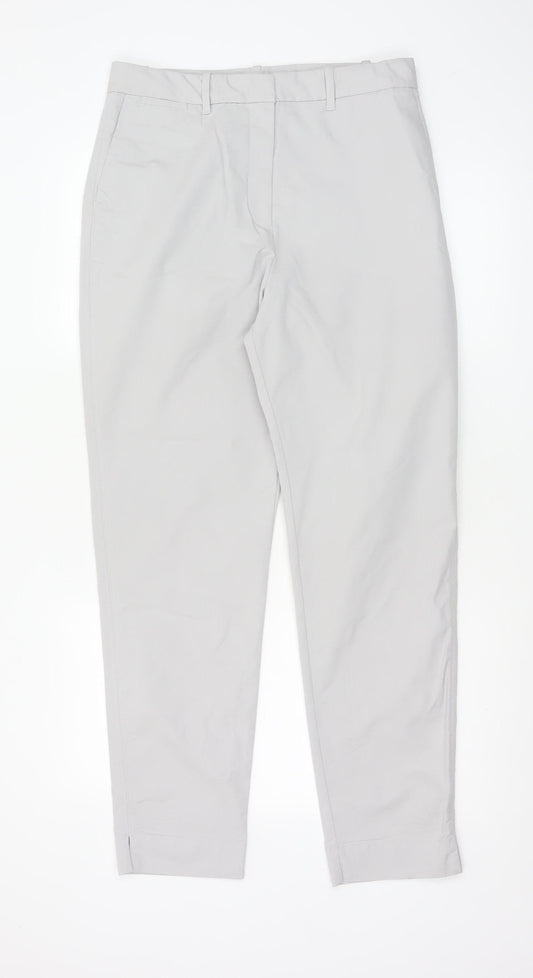 Marks and Spencer Women Grey UK 12 Long Tapered Chino Trousers