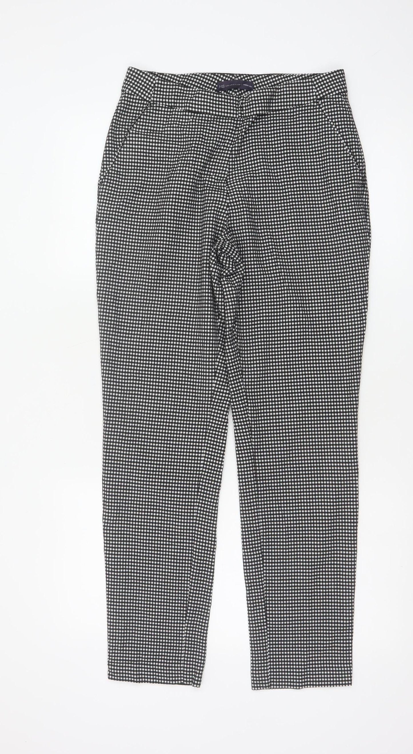 Marks and Spencer Women Black White Geometric Tapered Trousers UK 8