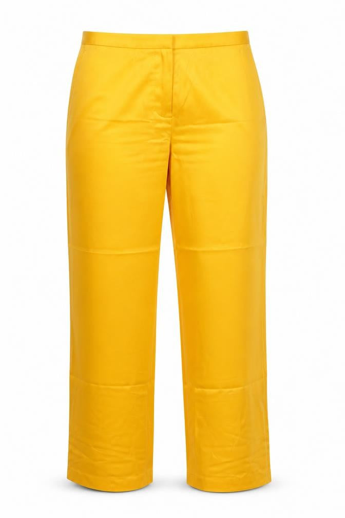 Massimo Dutti Women Yellow UK 12 Wide-Leg Tailored Dress Trousers