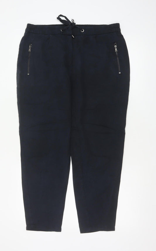 Mint Velvet Women’s Navy Blue Size 14 Lyocell Tapered Jogger Trousers