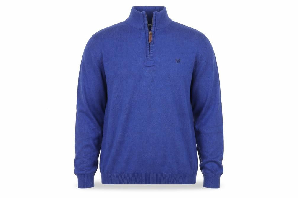 Crew Clothing Men Blue 2XL 1/2 Zip Cotton Cashmere Jumper