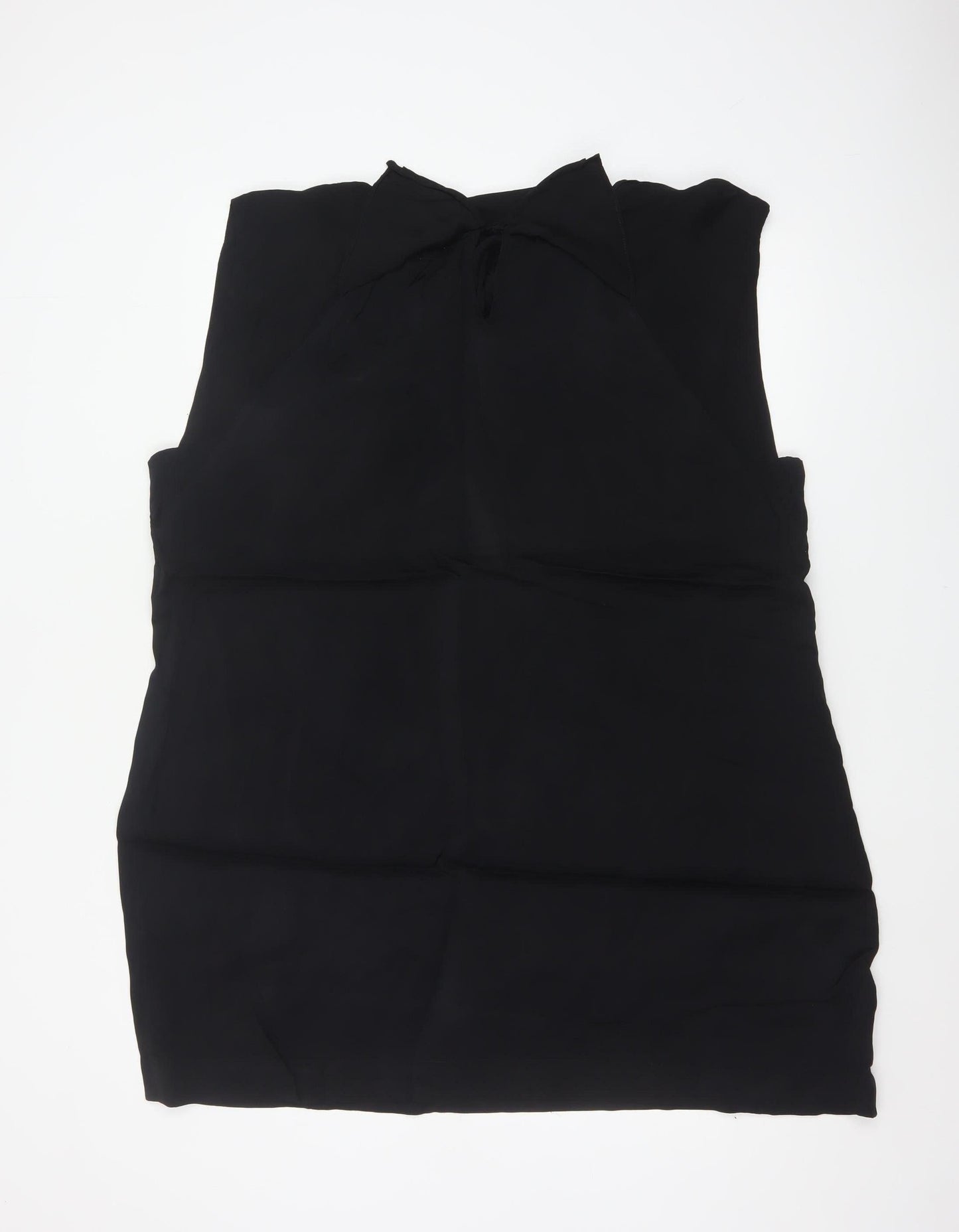 Monsoon Women Black XL Sheath Ruffle Keyhole Knee Length Dress