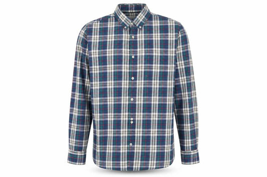John Lewis Men’s Multicoloured Plaid Cotton Twill Shirt L Button-Down