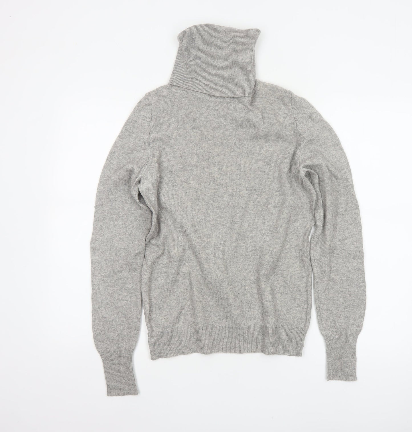 Jaeger Women’s Grey M Wool Cashmere Roll Neck Knit Pullover Jumper