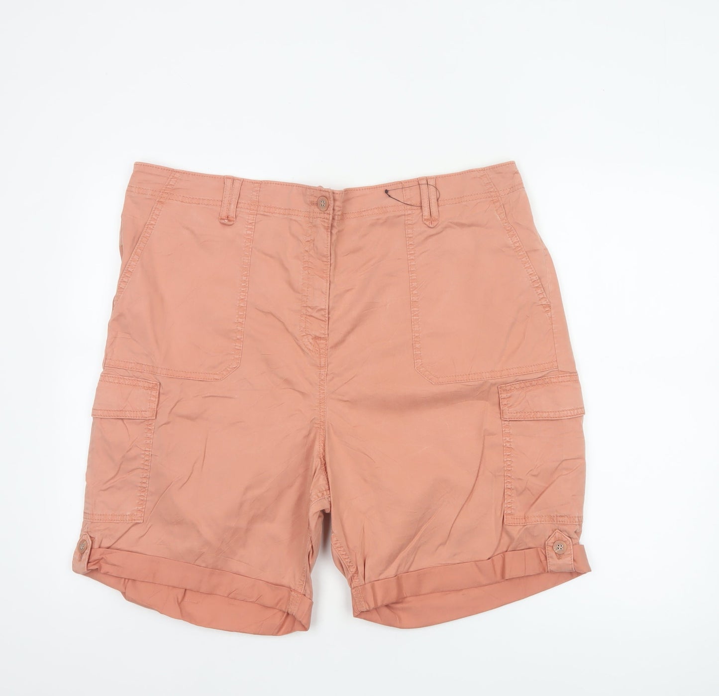 Marks and Spencer Women Pink UK 22 Cargo Shorts Cuffed Pockets