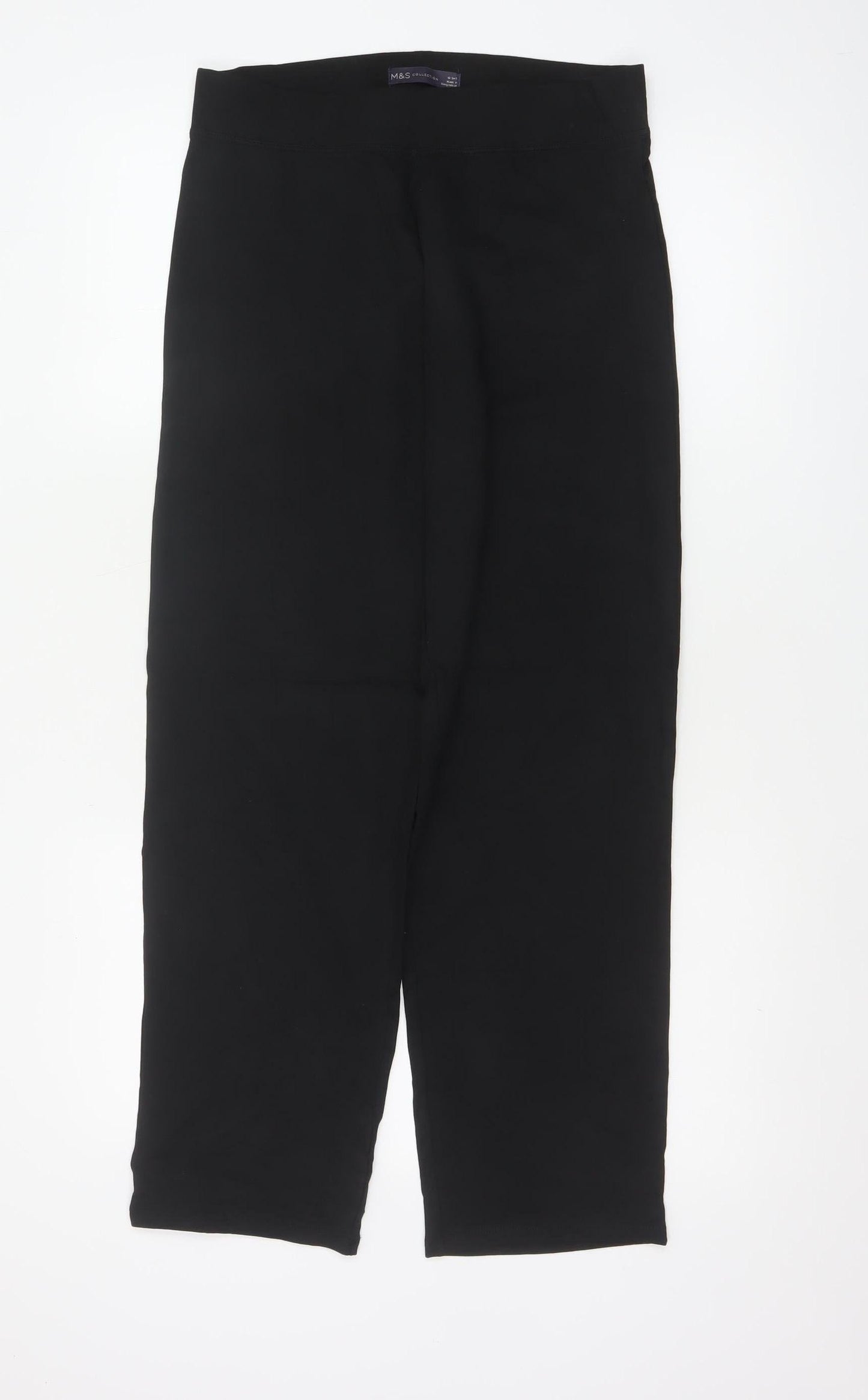 Marks & Spencer Women's Black UK 10 Short Straight Pull-On Trousers