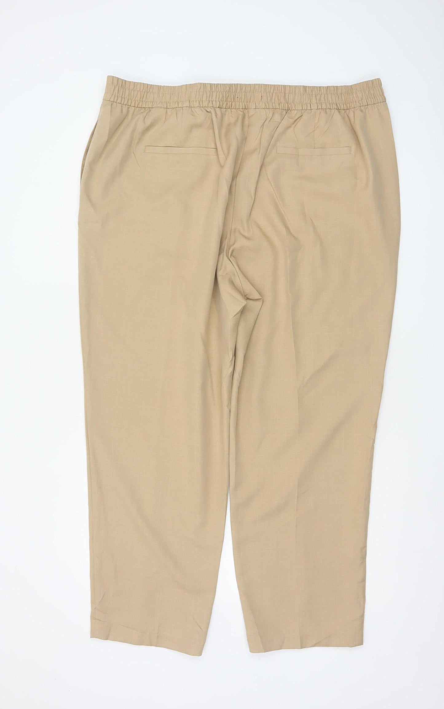 Marks & Spencer Women Beige UK 22 Tapered Smart Trousers Short