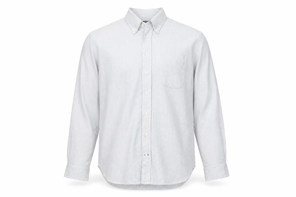 Hitman Bros Men White Striped Button Down Long Sleeve Shirt XL