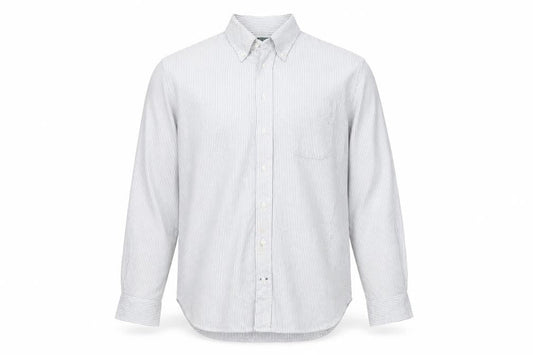 Hitman Bros Men White Striped Button Down Long Sleeve Shirt XL