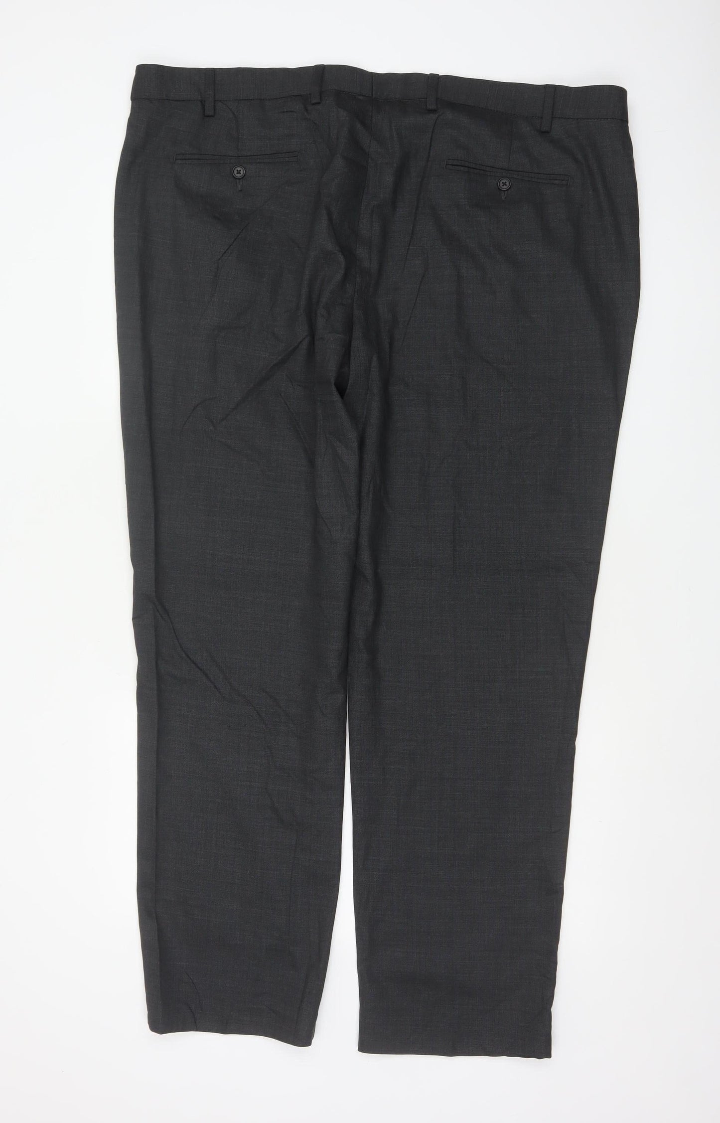 Marks & Spencer Men Black 44 Regular Fit Wool Blend Dress Trousers