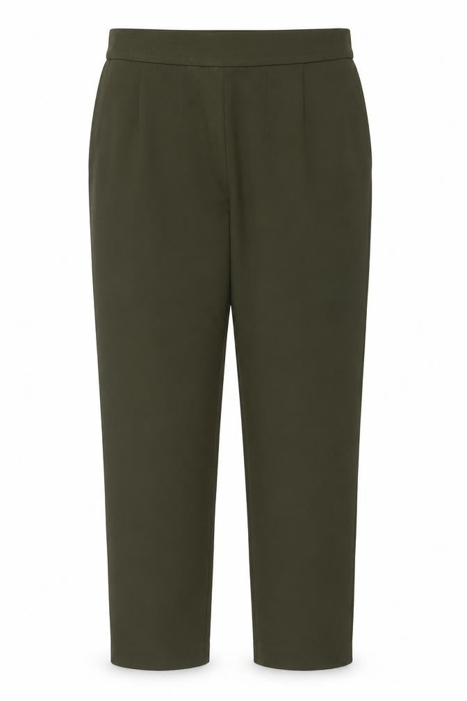 Marks & Spencer Women’s Dark Khaki Size 14 Long Slim Ankle Grazer High Rise Trousers
