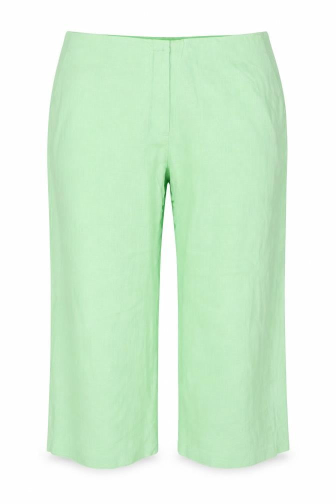 Marks & Spencer Women Green UK 24 Short Linen Blend Straight Trousers