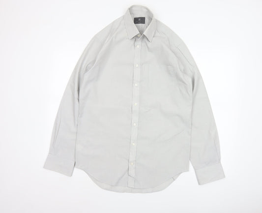 Marks and Spencer Men Grey 14.5 Regular Fit Long Sleeve Shirt 37in