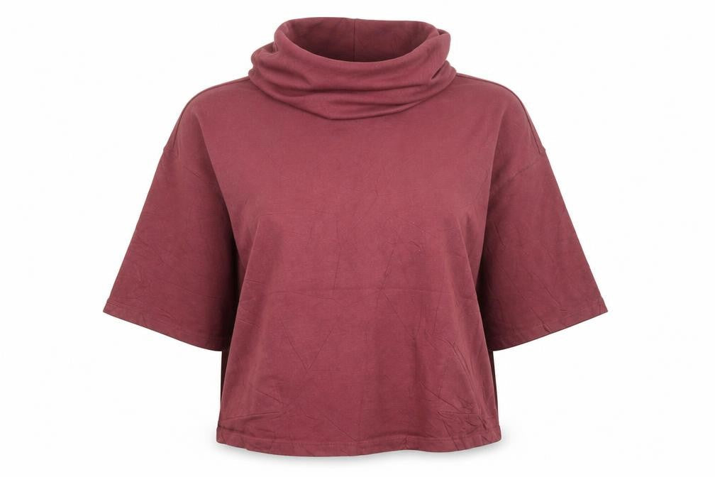 Thought Womens Red S/M Cowl Neck Short Sleeve Oversized Sweatshirt