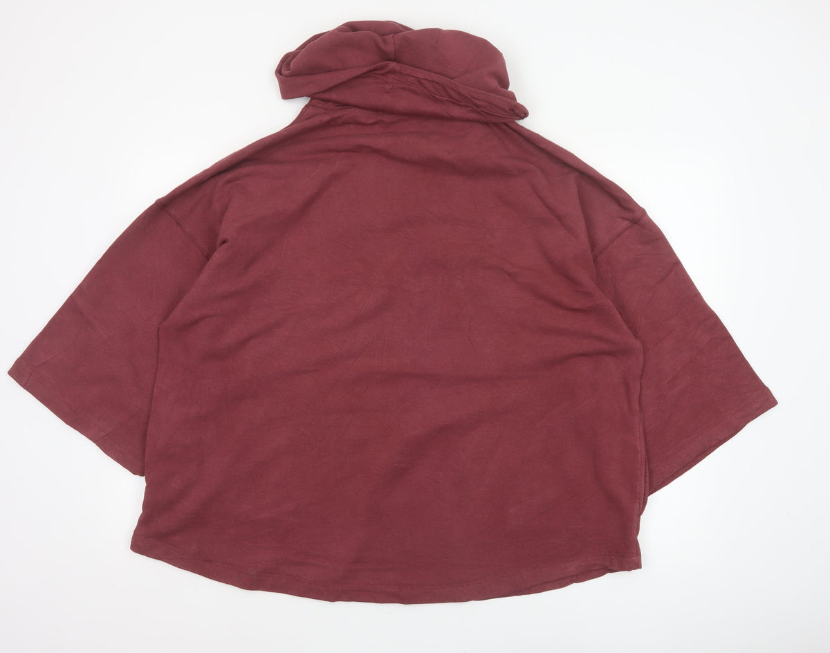 Thought Womens Red S/M Cowl Neck Short Sleeve Oversized Sweatshirt