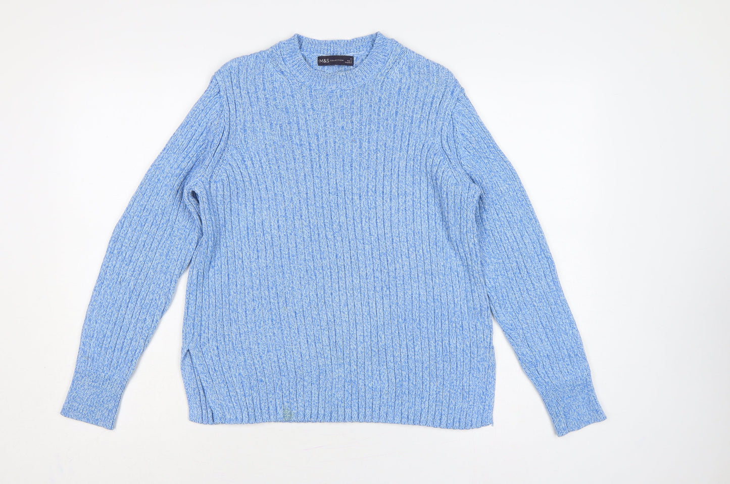 Marks and Spencer Women Blue UK 12 Crew Neck Rib Knit Jumper
