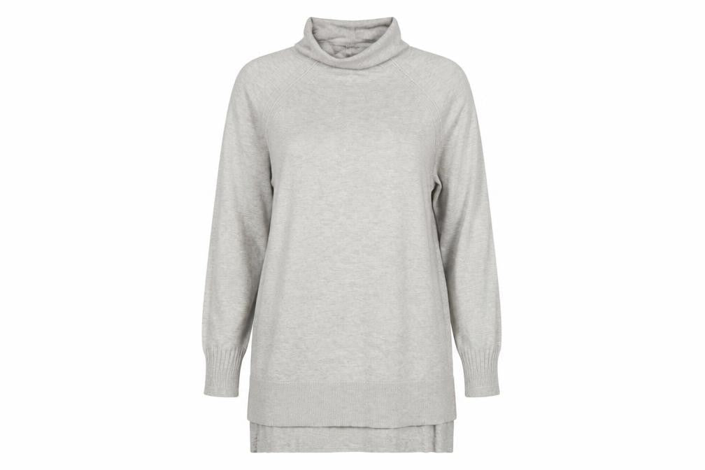 Peyton Primrose Women Grey L Roll Neck Tunic Jumper Long Sleeve Knit