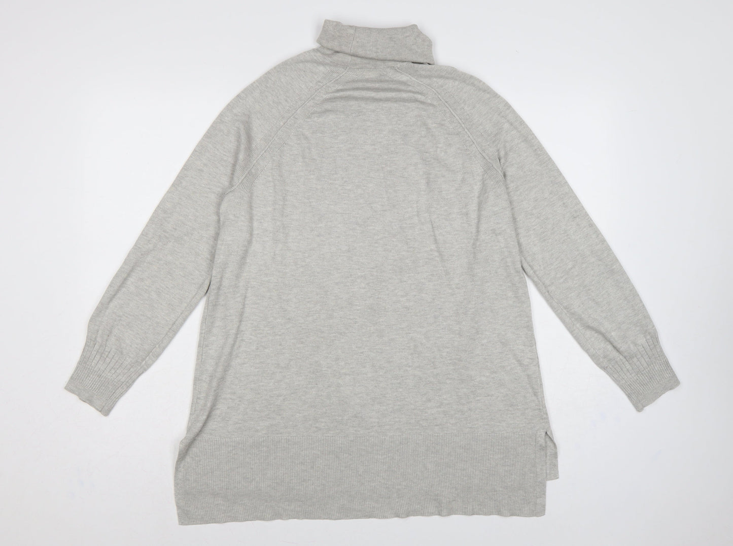 Peyton Primrose Women Grey L Roll Neck Tunic Jumper Long Sleeve Knit