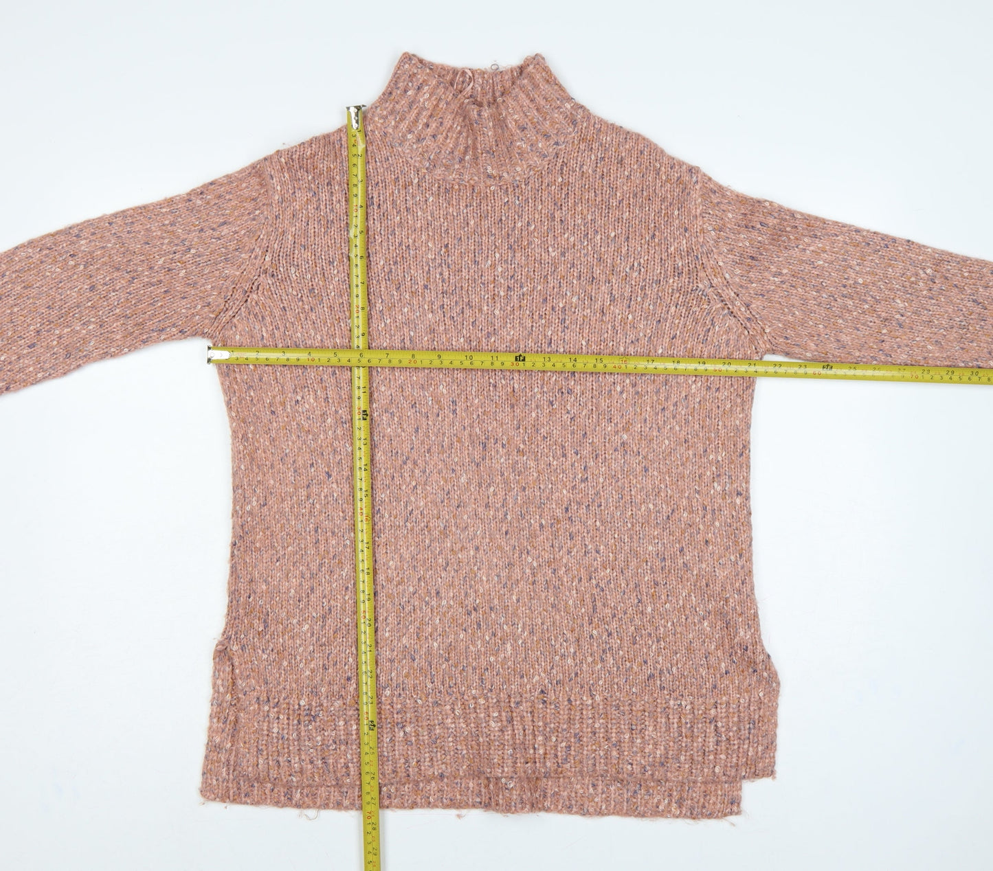 M&Co Women’s Pink Size 10 High Neck Chunky Knit Pullover Jumper