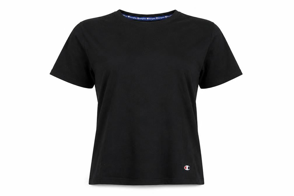 Champion Women’s Black L Basic Cotton Crew Neck Logo T-Shirt