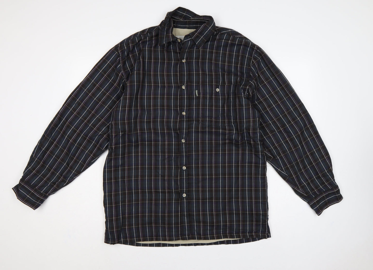 Champion Sherborne Men's Blue Check Lined Long Sleeve Button-Up Shirt M