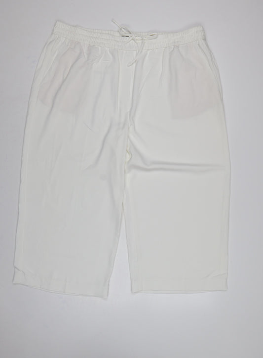 M&S Women White UK 22 Cropped Wide-Leg Drawstring Trousers