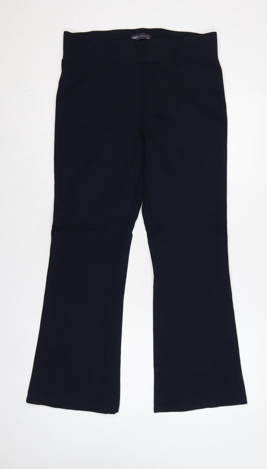 M&S Women’s Blue UK 14 Short High Rise Stretch Flared Leggings