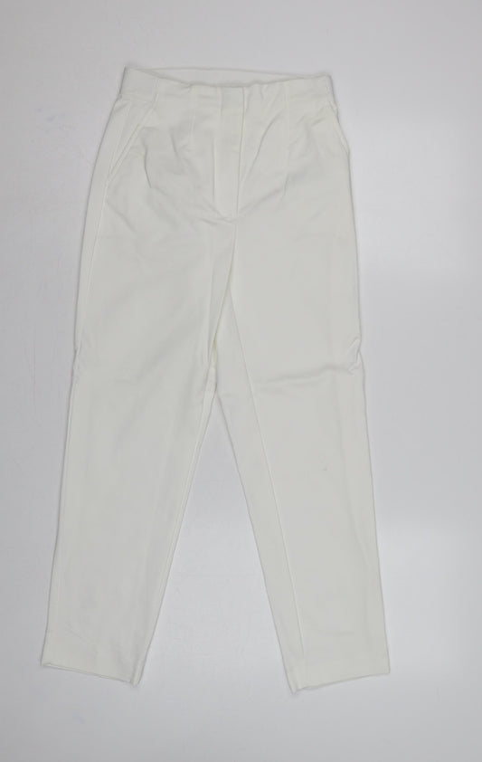 Marks and Spencer Women Ivory UK 6 Short Tapered Trousers