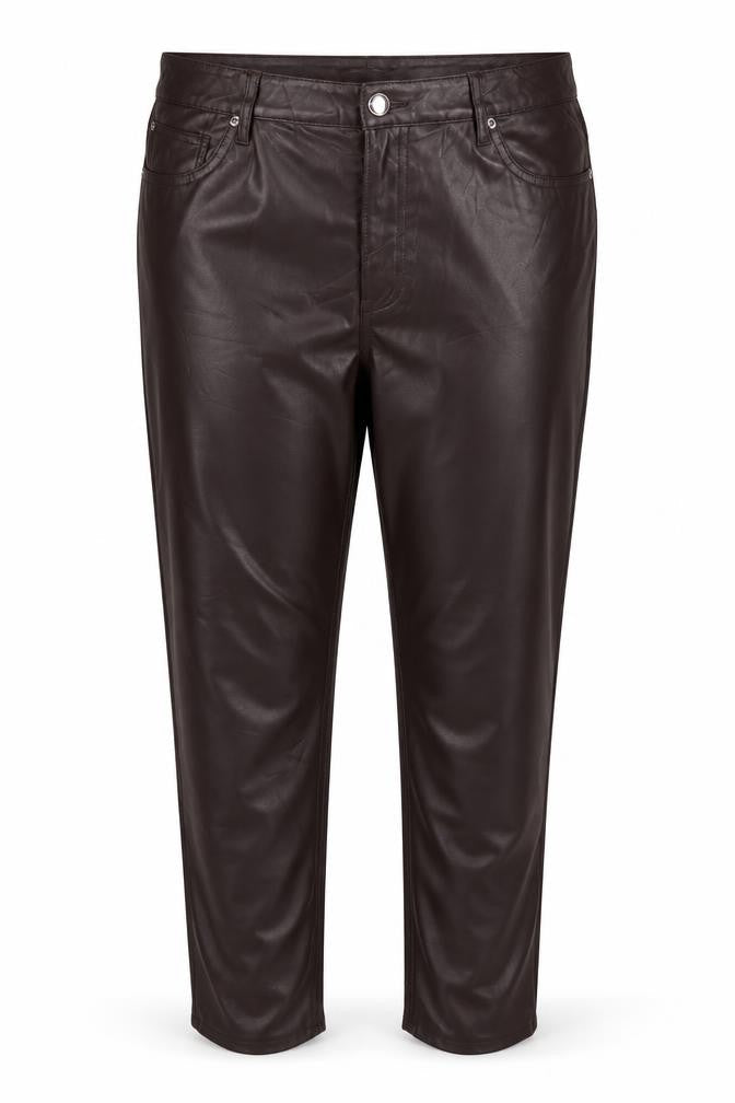 Marks & Spencer Women's Brown Faux Leather Tapered Trousers UK 22