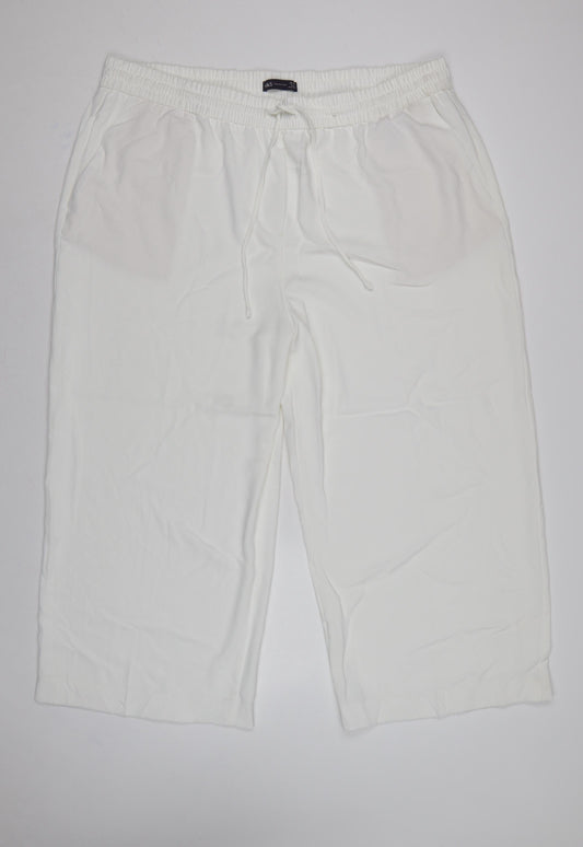 Marks and Spencer Women Ivory UK 22 Cropped Drawstring Trousers