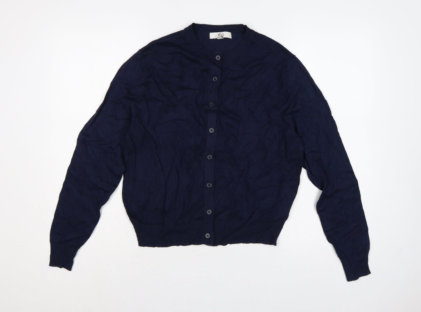 Marks and Spencer Women Blue UK 14 Crew Neck Button Knit Cardigan